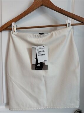 Naked Wardrobe Cream Women's faux leather Mini Skirt sz Small